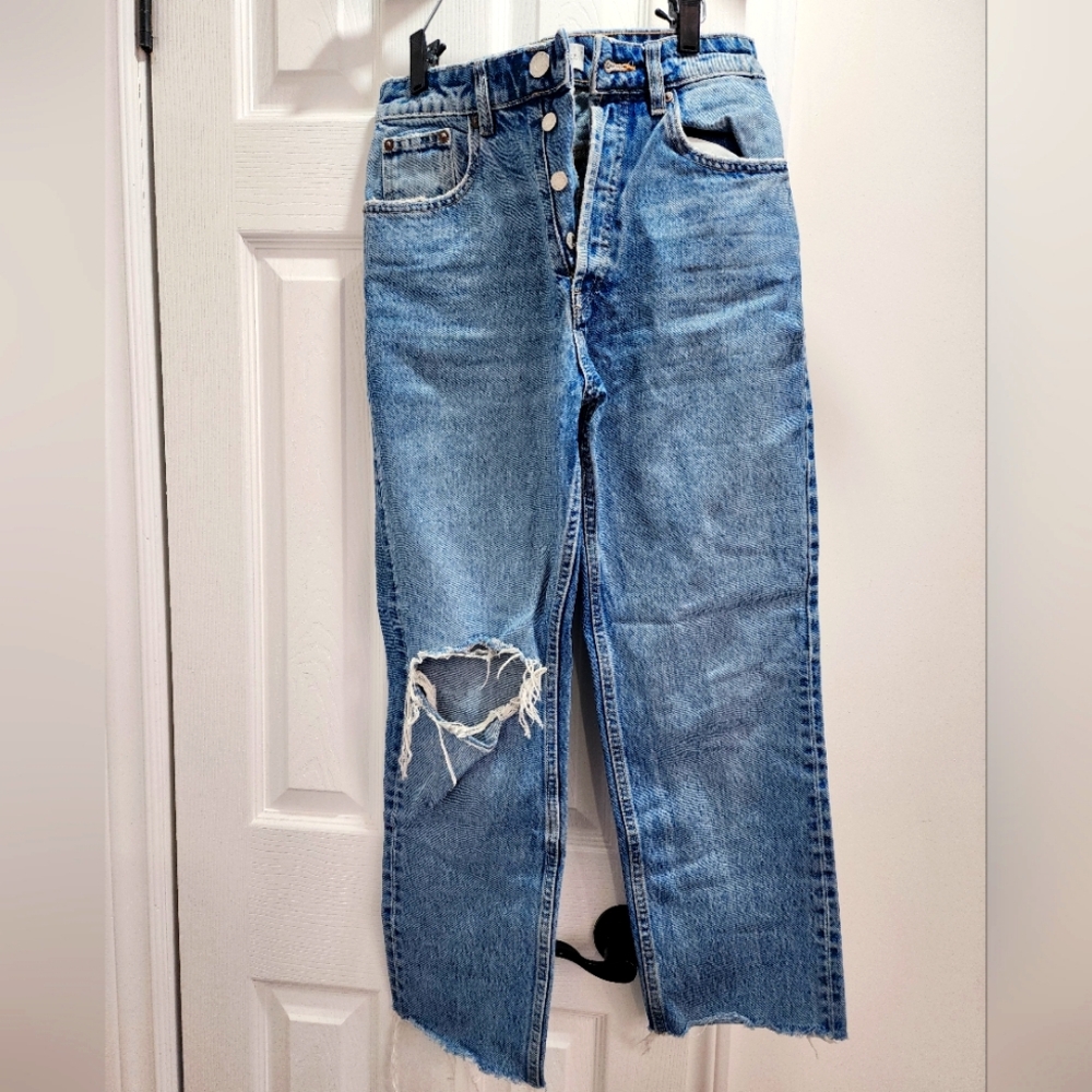 Zara Distressed Blue Denim Jeans